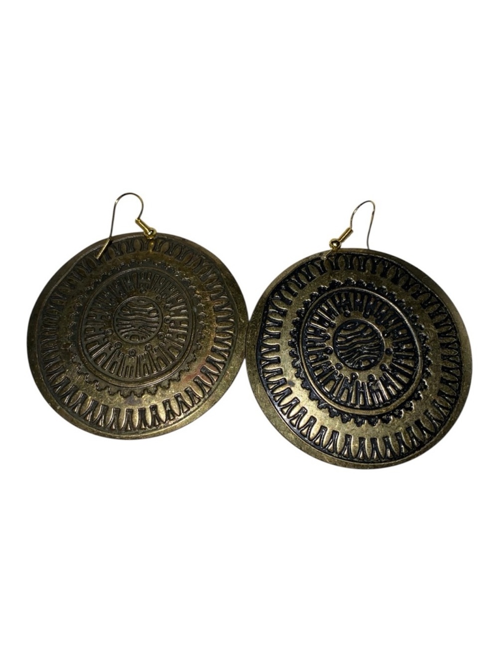 Round Gold and Black Statement Earrings